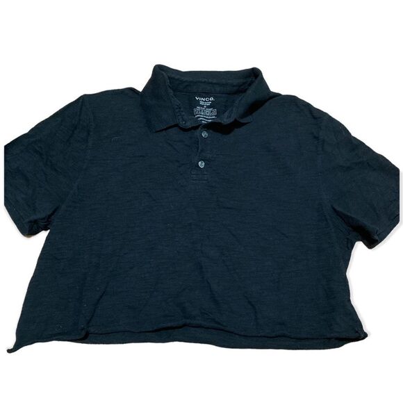 Vince Black Cropped polo shirt size medium - Picture 2 of 7